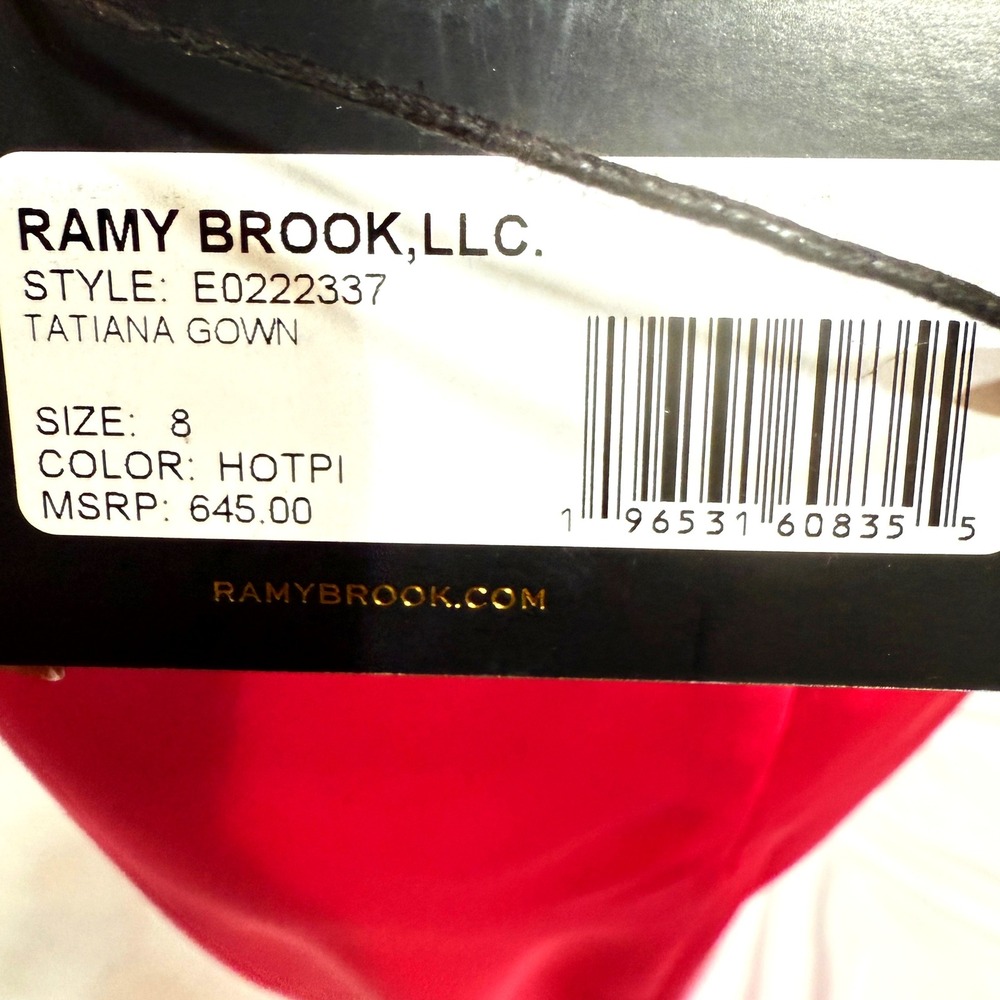 Ramy Brook Dress Maxi Tatiana Gown Hot Pink Halter Formal Size 8 MSRP $645 - Picture 2 of 15